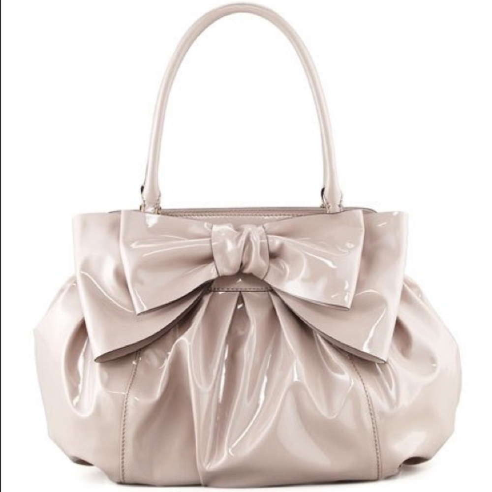 Valentino Patent Lacca Bow Bag - Beige